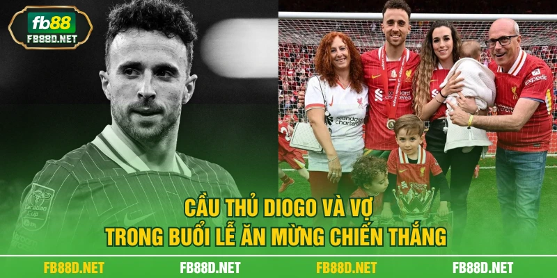 Cầu thủ Diogo và vợ trong buổi lễ ăn mừng chiến thắng